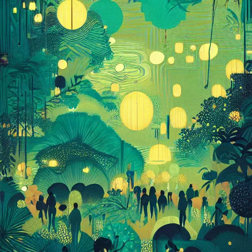 Image similar to disco diffusion painting of the jungle by victo ngai and malika favre, makoto shinkai, masterpiece, contest award winner