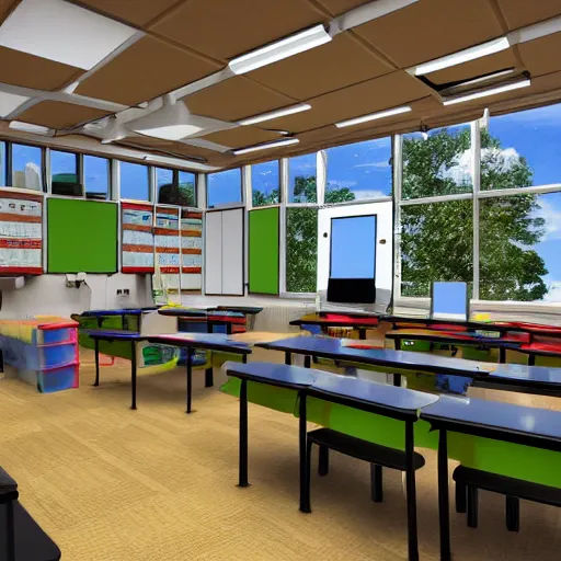 KREA - visual novel classroom background, highly detailed, natural light