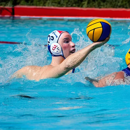 Image similar to water polo being played with hippos. sports photograph.