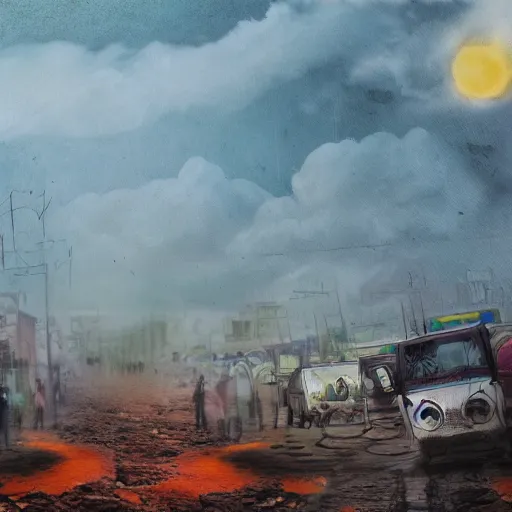 Image similar to photograph of the impacts of climate change across India, realism, urban art style, artstation, digital painting, cinematic, concept art, 35mm grain filter