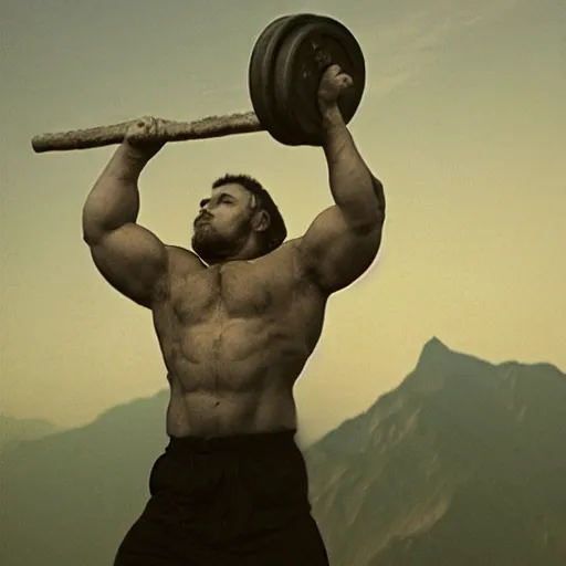 Image similar to strong man lifting a mountain