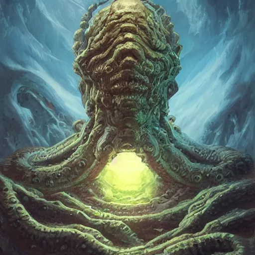 Image similar to the large enormous giant head of a monster appearing from a portal in the sky. lovecraft. lovecraftian. eldritch monster. detailed. uhd. photo realistic. realistic. by simon fetscher. andrei riabovitchev