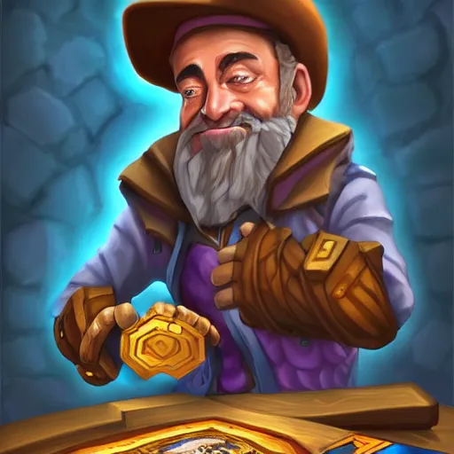 Image similar to a man spending all his money on hearthstone, digital art