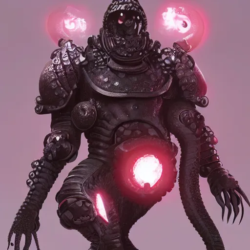 Prompt: man with 4 arms resembles an octopus, black armored knight, artstation render