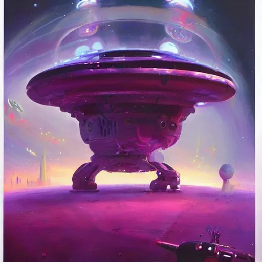 Prompt: alien spaceship by Paul Lehr