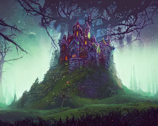 Premium Photo  Castle in fantasy digital illustration painting artwork