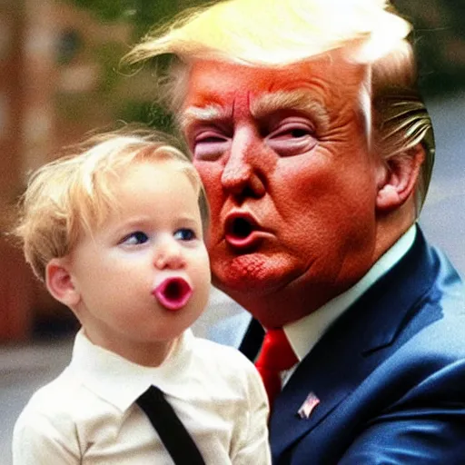 Prompt: cute baby donald trump with a pacifier