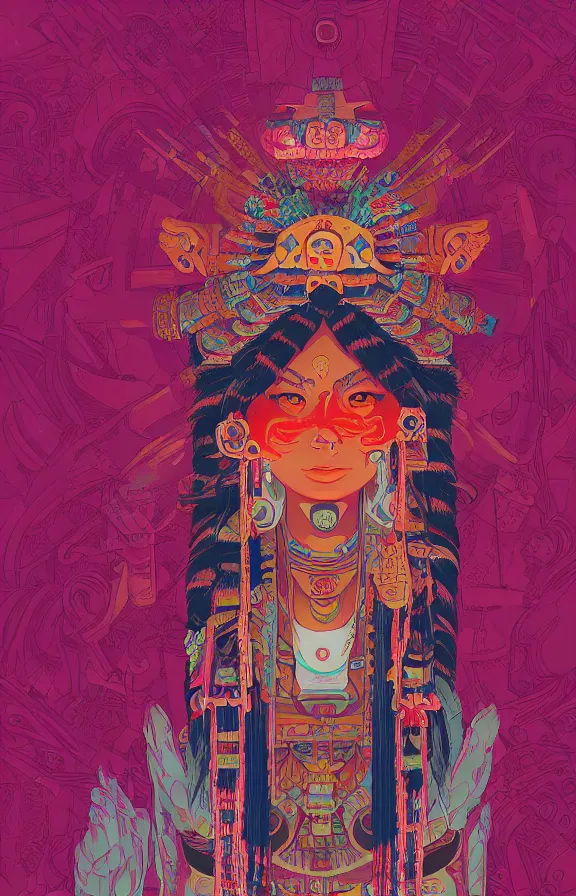 Prompt: mayan priestess, sharp focus, james gilleard, moebius, print, game art