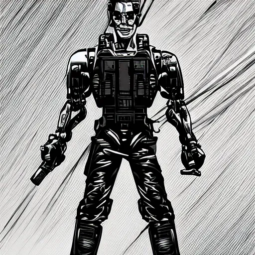 Prompt: terminator in the style of manga, matte