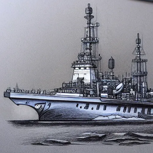 Prompt: Russian ship of the 22nd century very detailed drawing style, epic style, futuristic style