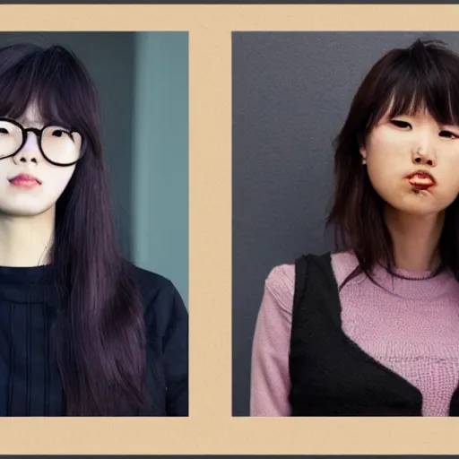 Image similar to women in the style of kim hyung - tae