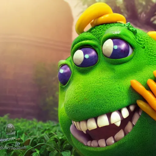 Image similar to vegetable monster , pixar style , disney , 4k , HD , focus