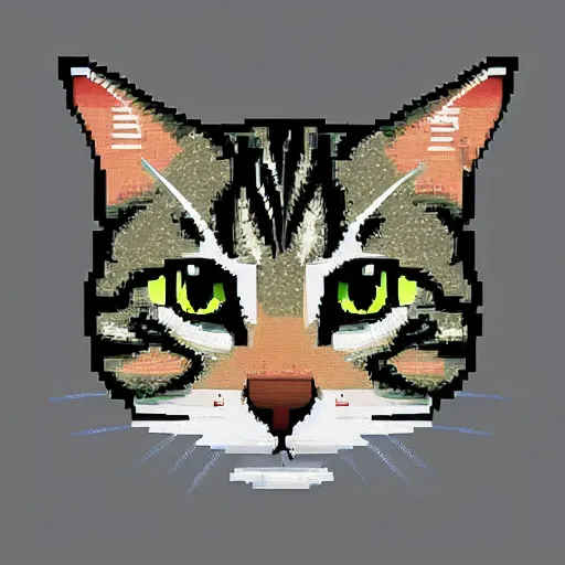 Image similar to a beautiful pixel art image of a tabby cat, high-quality, volumetric light, ultra-detailed, realistic