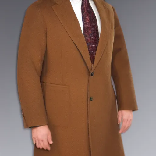 Prompt: phillip as gene hunt wearing a brown camel coat and necktie.