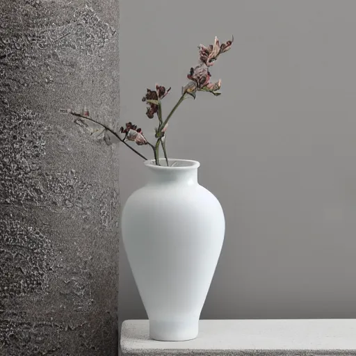Prompt: photo of porcelain vase, digital glitches
