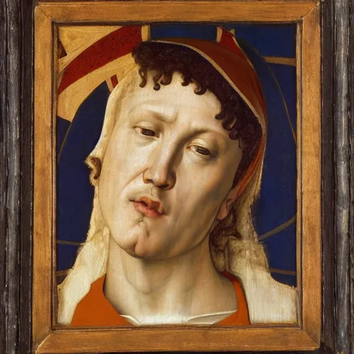 Image similar to portrait of joseph, in deposition of christ by van der weyden, high quality, realism