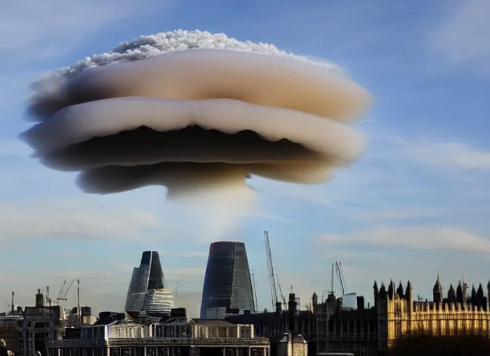 Prompt: nuclear mushroom cloud over london