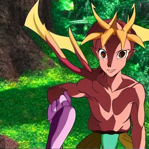 Image similar to anime still of elora the faun from the 1 9 9 9 japanese anime television series'spyro x sparks : tondemo tours'