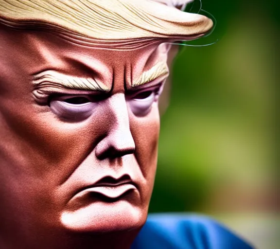 Prompt: award winning 5 5 mm close up portrait photo of trump with a half biomechanical cybernetic face, in a park by luis royo. soft light. sony a 7 r iv