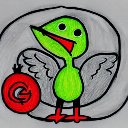 Image similar to a drawing of a happy bird with a text that says noah