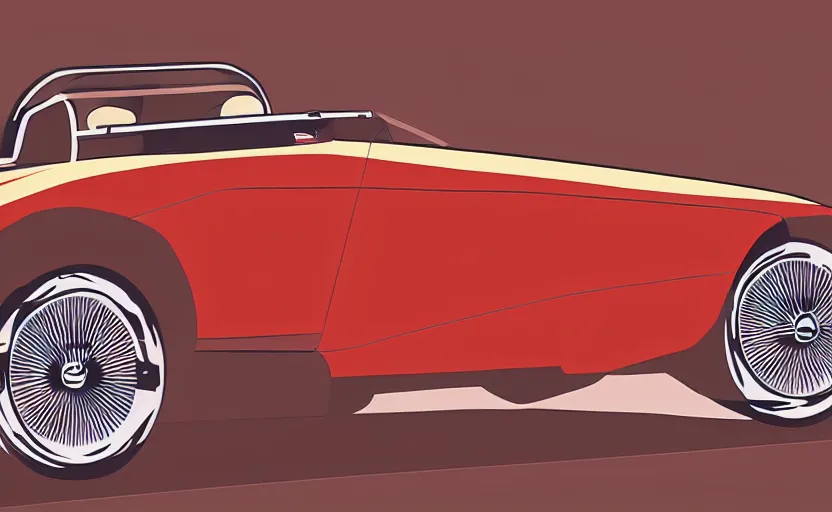 Prompt: digital illustration of a retro looking electric roadster