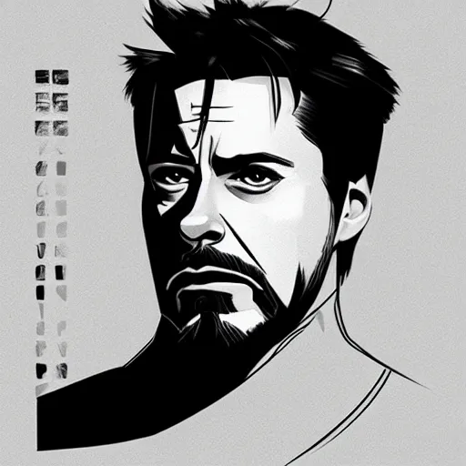 Image similar to concept art of tony stark, vector art, by cristiano siqueira, brush hard, highly detailed, artstation, high quality