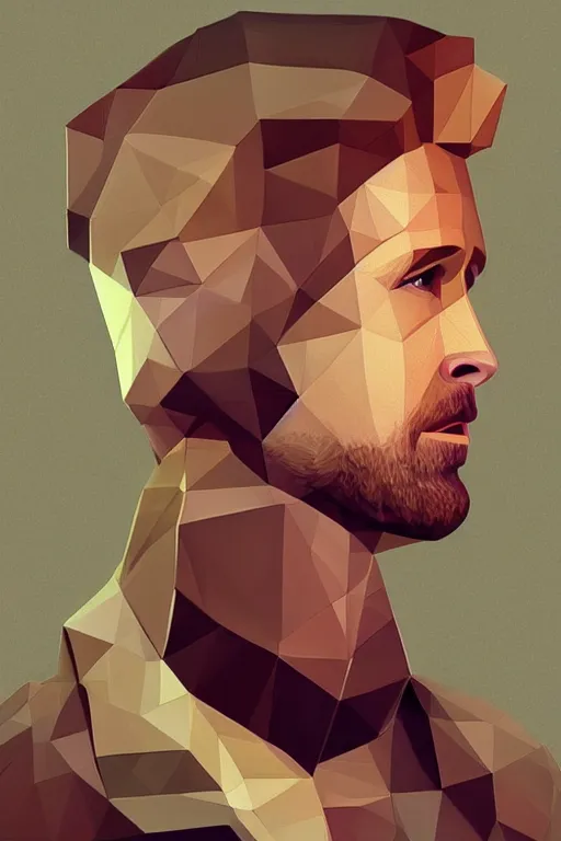 Prompt: beautiful cottage Ryan Gosling low poly computer 3d model, complex, elegant, highly detailed, digital painting, artstation, concept art, smooth, clear focus, illustration, works by artgerm, Greg Rutkowski and Alphonse Mucha