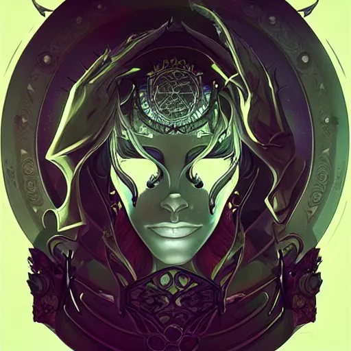 Image similar to vantablack occultist, pitchblack mask, beautiful, detailed symmetrical close - up portrait, intricate complexity, in the style of artgerm and peter mohrbacher, cel - shaded