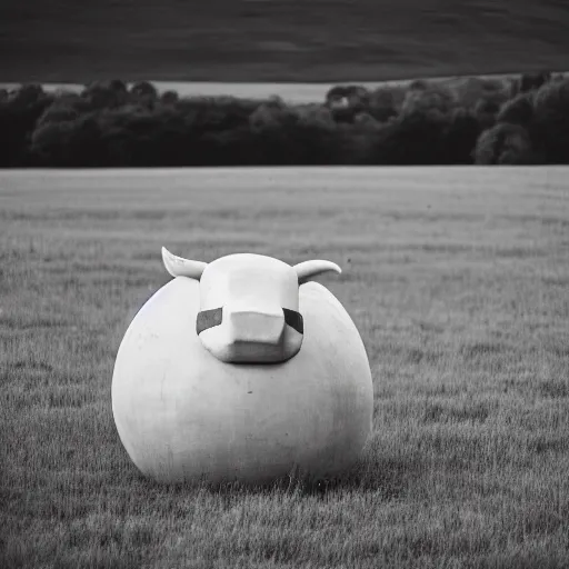 Prompt: a sphere shaped cow in a field, leica summilux 5 0 mm f / 1. 4