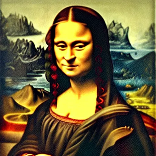 Image similar to mona lisa painting by frida kahlo