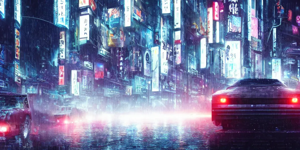 Prompt: close up macro shot of a futuristic cars on wet tokyo street at night, intricate, hyper detailed, smooth, high contrast, neon, volumetric lighting, octane, moebius, greg rutkowski, blade runner, ridley scott, cinematic