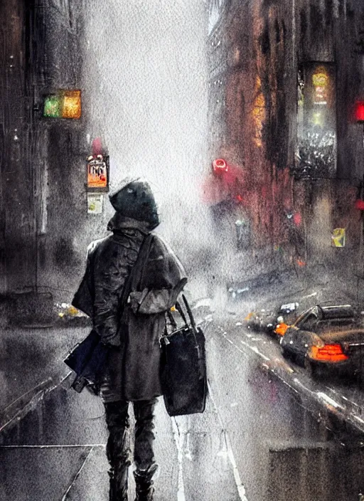 Prompt: portrait, homeless pixie on the rainy streets of New York , watercolor, dramatic lighting, cinematic, establishing shot, extremely high detail, foto realistic, cinematic lighting, pen and ink, intricate line drawings, by Yoshitaka Amano, Ruan Jia, Kentaro Miura, Artgerm, post processed, concept art, artstation, matte painting, style by eddie mendoza, raphael lacoste, alex ross