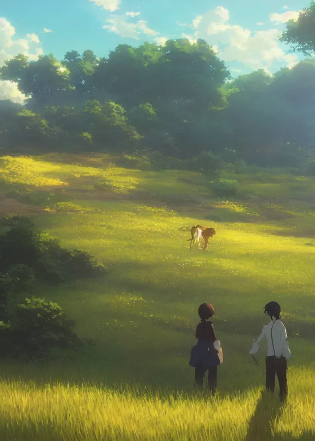 Image similar to golden farmland, makoto shinkai