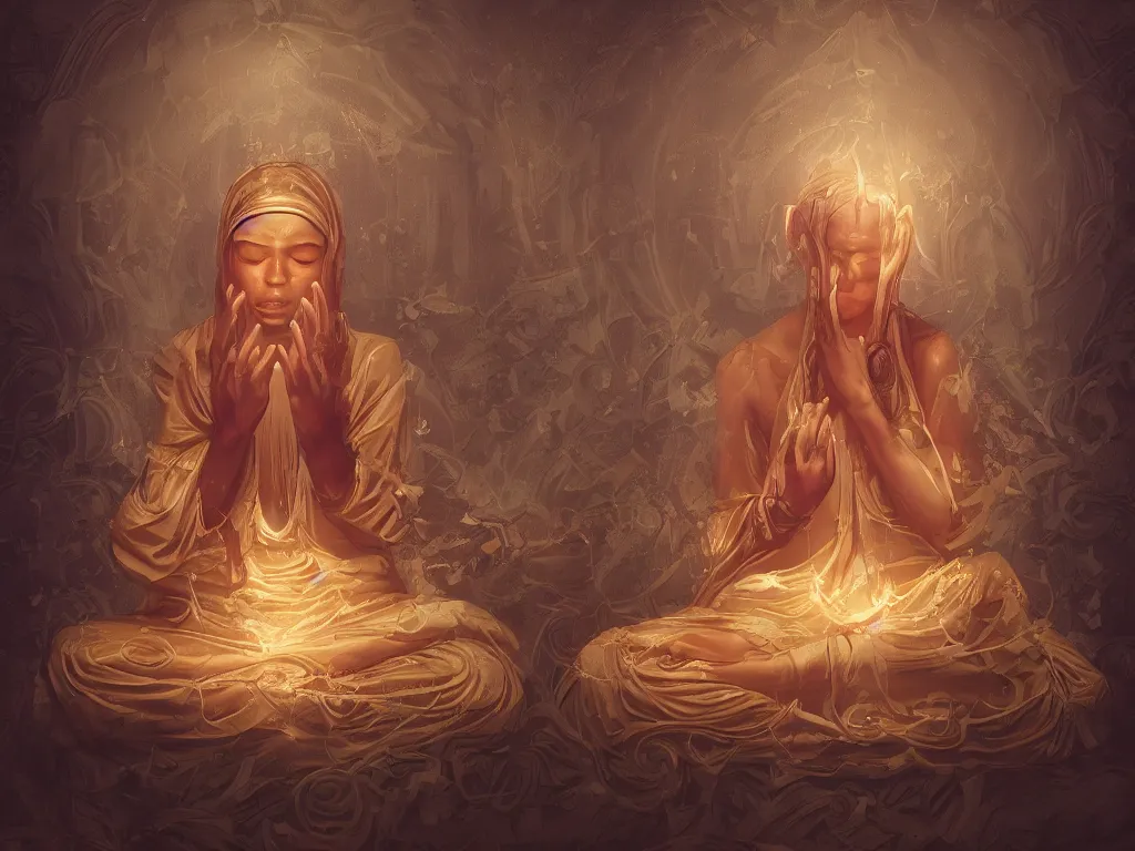 Image similar to 🍫🧘🍫 religious meditation detailed beautiful award winning featured on artstation