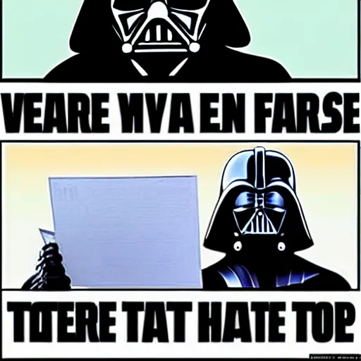 Image similar to darth vader using the force to do the taxes