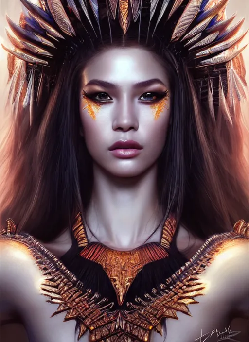 Prompt: portrait of amazon princess, zoid, intricate, sharp focus, octane render, realistic, detailed, beautiful, unreal engine, symmetrical!!, maybelline, sephora, loreal, artstation, art by artgerm, rossdraws, art by karol bak, makeup by pat mcgrath, cinematic, concept art, filmic, vsco