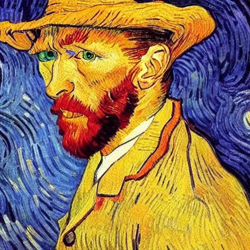 Image similar to high quality high detail painting by vincent van gogh, hd, portrait of a drunk, photorealistic lighting