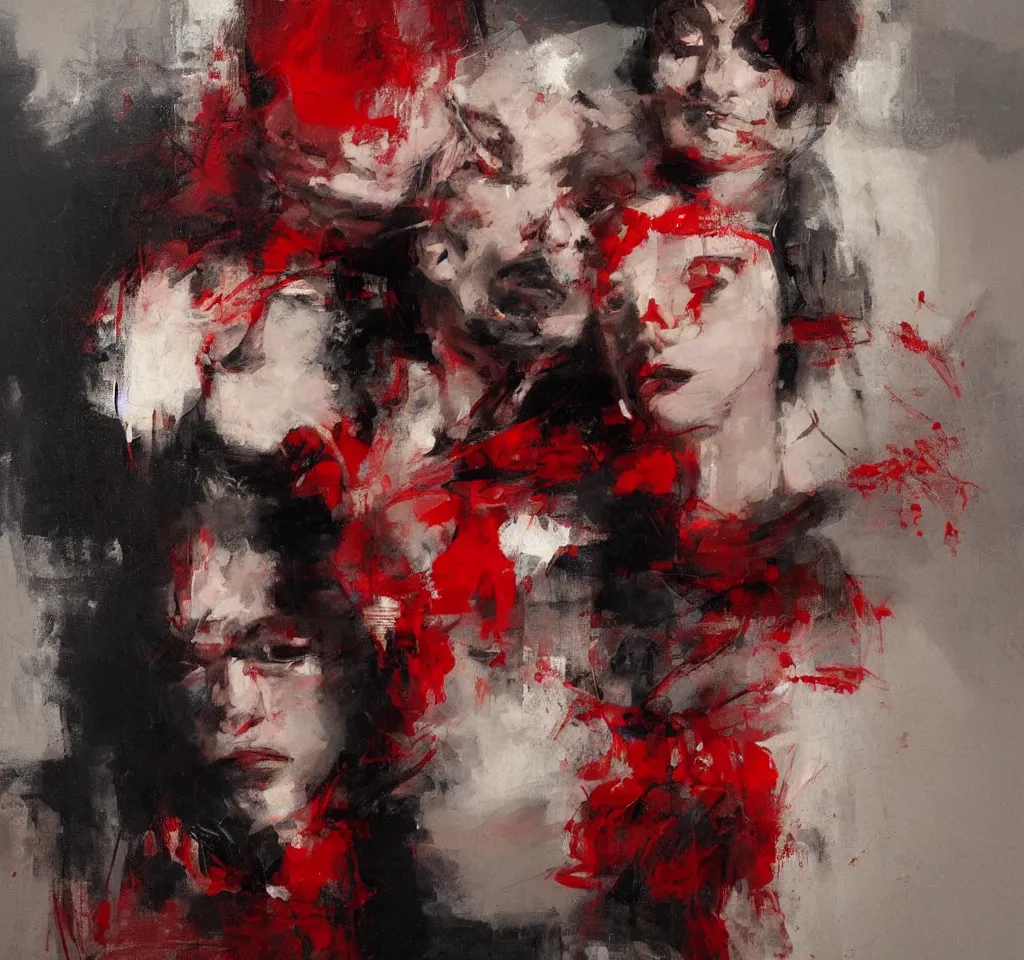 Image similar to spontaneous unfinished romantic portrait under painting, beautiful juicy brush strokes, by richard schmid and sargent, dark, black and red, trending on cgsociety, expressionism