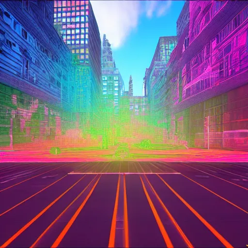 Image similar to nyc on lsd, psychedelic, unreal engine,