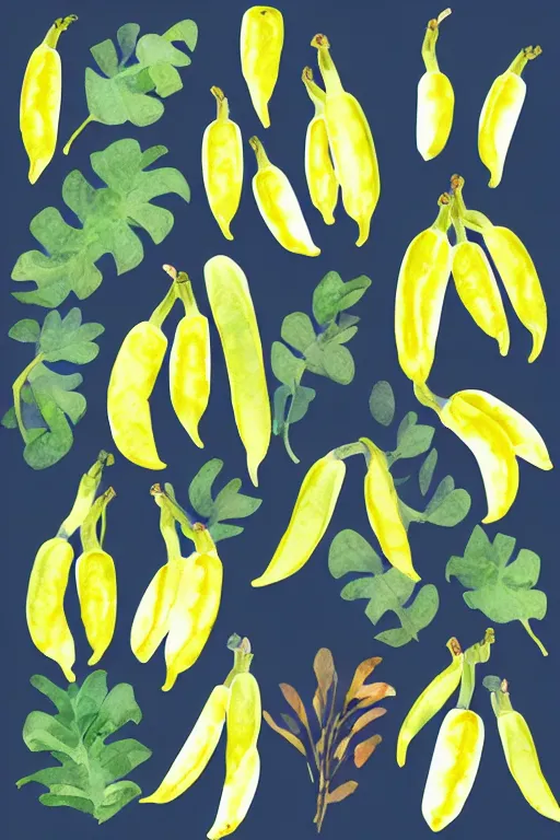 Image similar to minimalist watercolor banana plants, illustration, vector art