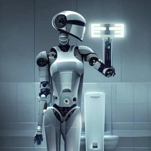 Prompt: a beautiful humanoid droid, doing a bathroom selfie, futuristic room, dramatic lighting, smooth, sharp focus, award - winning, masterpiece, in the style of of beth cavener, jin kagetsu, james jean and wlop,, masterpiece, award winning, sharp focus, intricate concept art, ambient lighting, artstation,