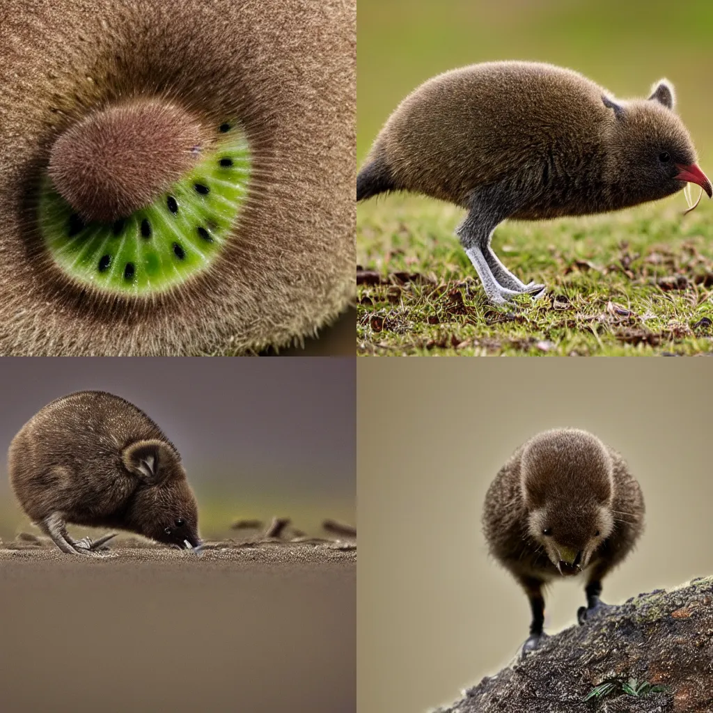 Prompt: !!Kiwi!! brown, New Zealand, wildlife photography , XF IQ4, 150MP, 50mm, f/1.4, ISO 200, 1/160s, natural light, Adobe Photoshop, Adobe Lightroom, DxO Photolab, Corel PaintShop Pro, rule of thirds, symmetrical balance, depth layering, polarizing filter, Sense of Depth, AI enhanced, award winning photography