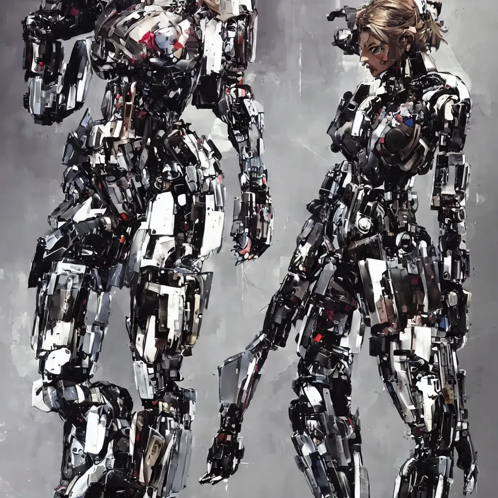 Image similar to a beautiful full body of a female robot. art by yoji shinkawa and sandra chevrier, trending on artstation, award - winning, perfect composition.