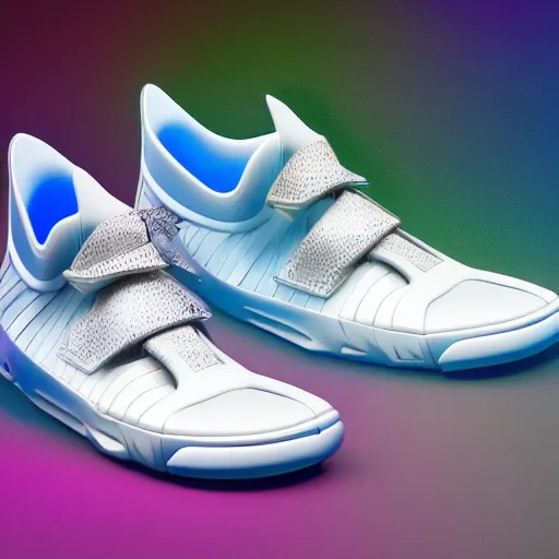 Image similar to photo of futuristic balenciaga and vetements sneakers by felipe pantone and giger and cronenberg, ultra rendered extreme realism and detail, 8 k, pbr, surreal, colorful, direct lighting,