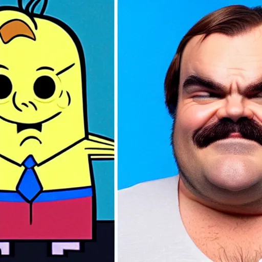 Image similar to eery resemblance of jack black. a potato as jack black, alarm clock, jack black is a potato alarm clock, it's actually a potato but really kinda spongebob