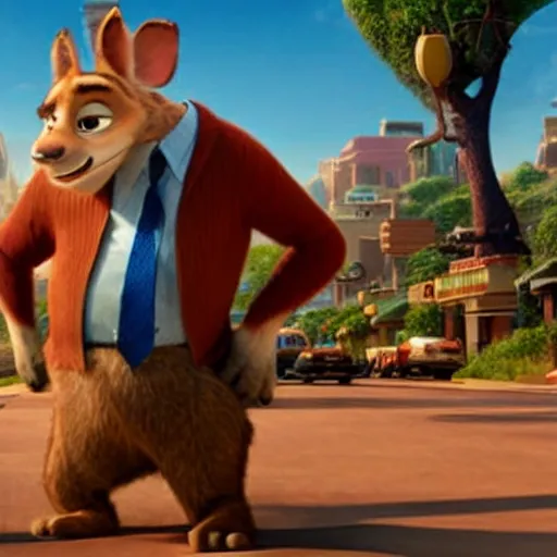 Prompt: still from the movie Zootopia depicting Saul Goodman as an anthropomorphic animal character