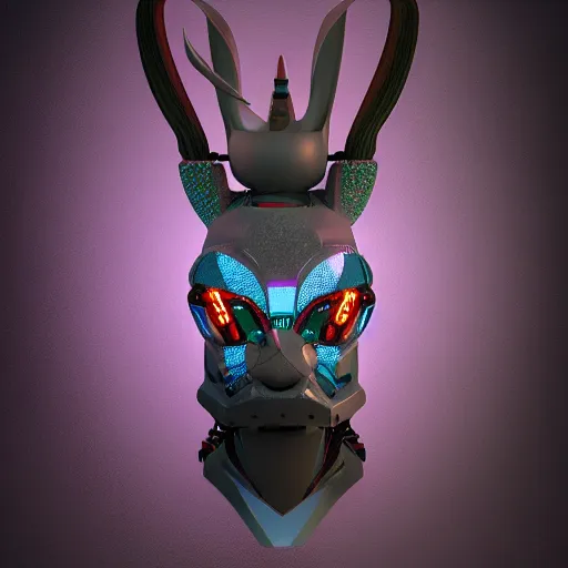 Image similar to cyborg jackalope cyberpunk, 3D render, 8k HD