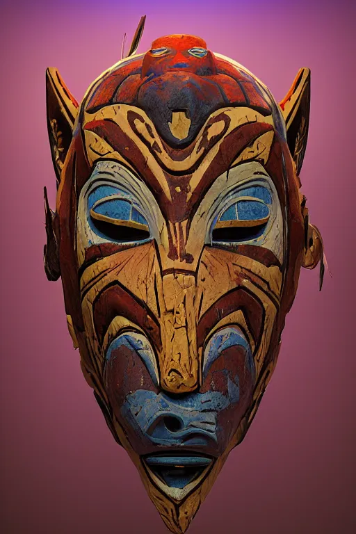 Image similar to totem animal tribal vodoo mask feather gemstone plant global illumination ray tracing hdr that looks like it is from borderlands and by feng zhu and loish and laurie greasley, victo ngai, andreas rocha, john harris