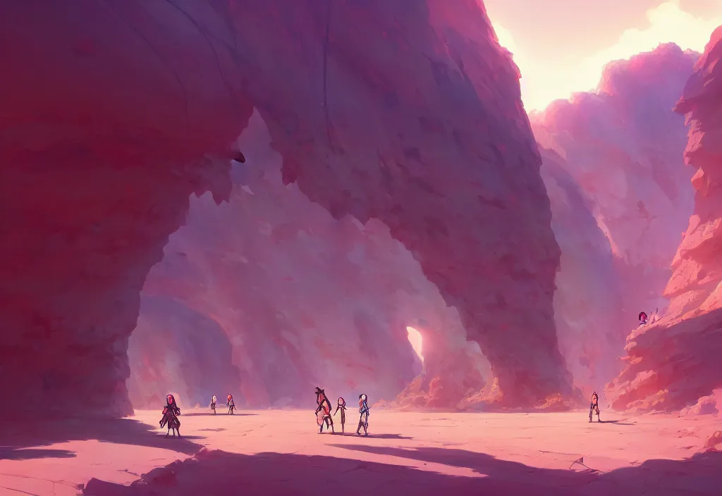 Image similar to futuristic caves in a desert, rocks, anime, official fanart behance hd artstation by jesper ejsing and makoto shinkai, 4 k