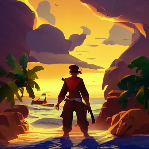 Image similar to painting treasure on sea of thieves game smooth median photoshop filter cutout vector, behance hd by jesper ejsing, by rhads, makoto shinkai and lois van baarle, ilya kuvshinov, rossdraws global illumination